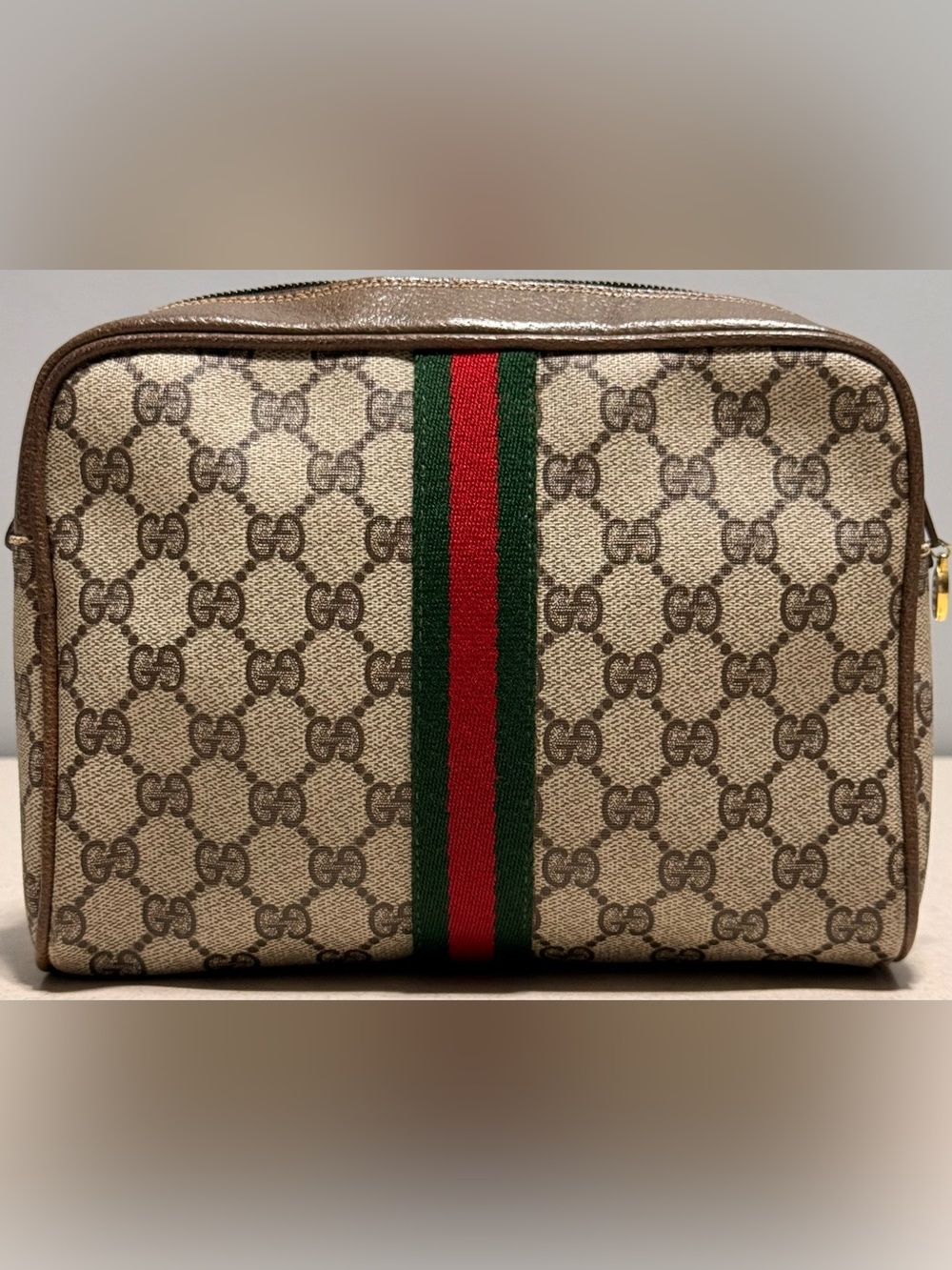 GUCCI Vintage GG Supreme Web Sherry Line Clutch Bag